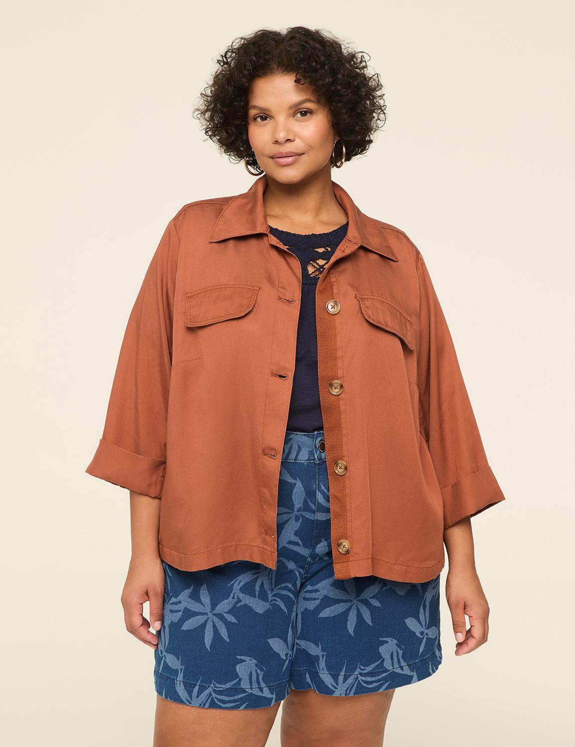 soft twill button-front jacket