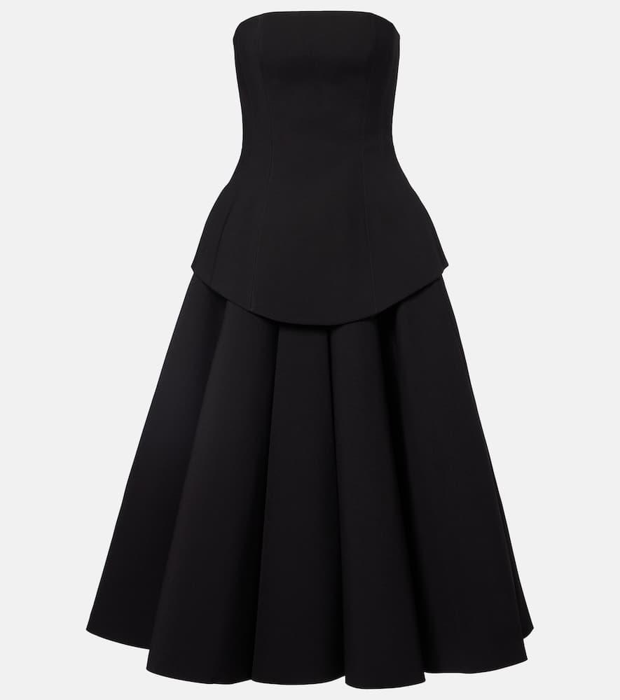 solace london ada strapless crêpe midi dress