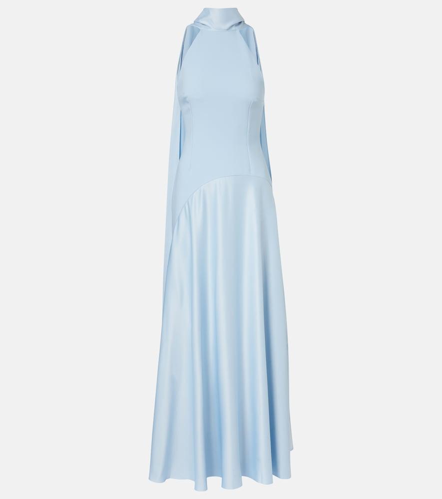 solace london cece halterneck crêpe and satin gown
