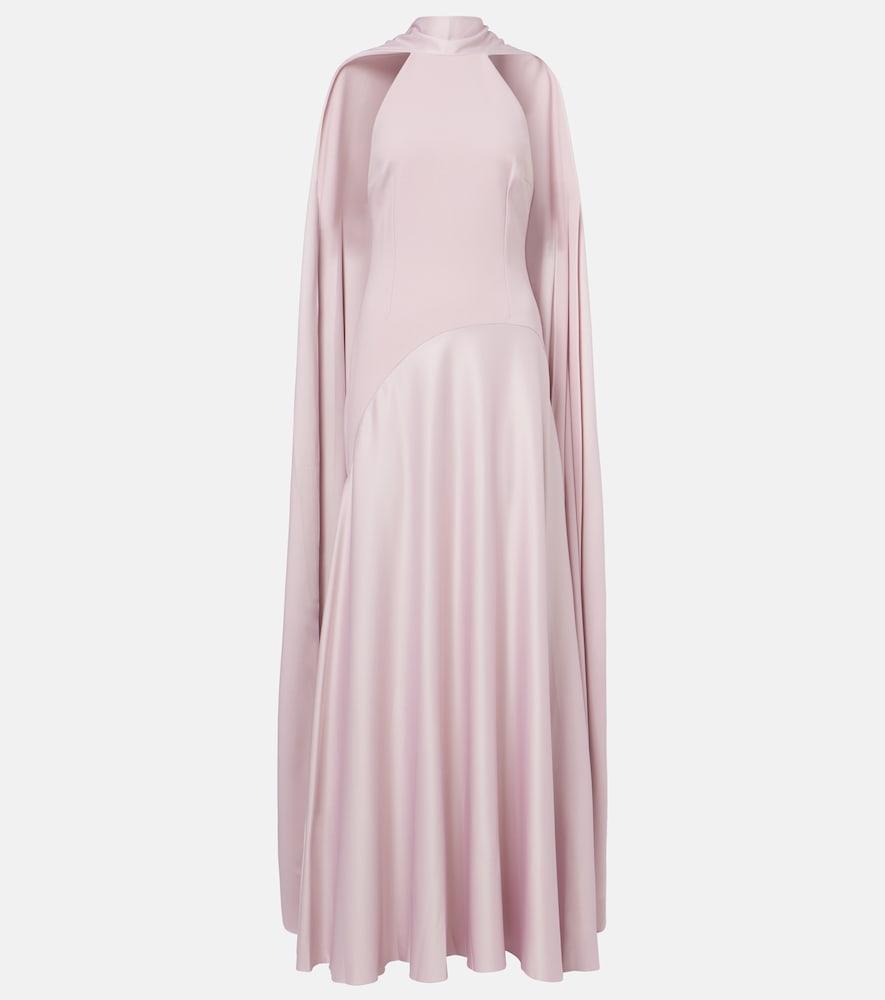 solace london cece halterneck crêpe and satin gown