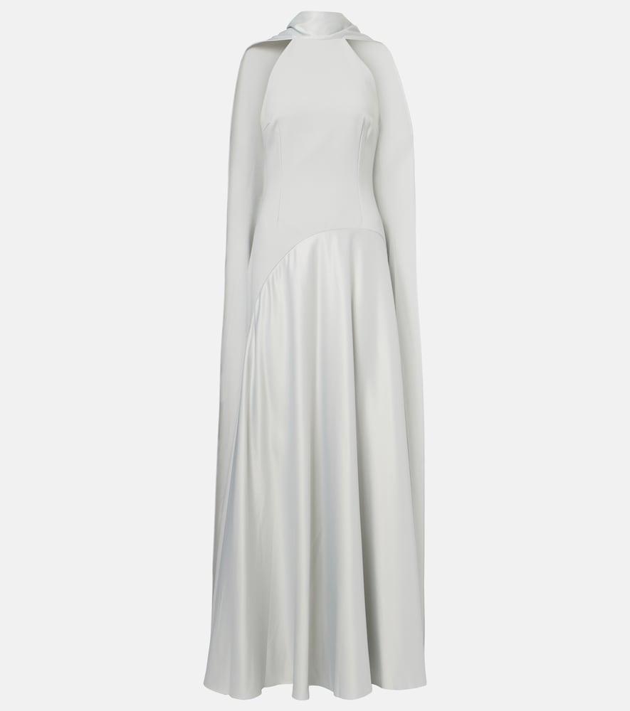 solace london cece halterneck crêpe and satin gown