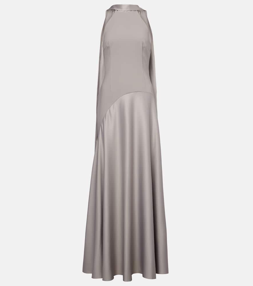 solace london cece satin and crêpe gown