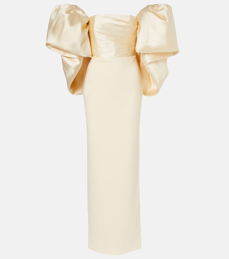 solace london floris strapless satin and crêpe gown