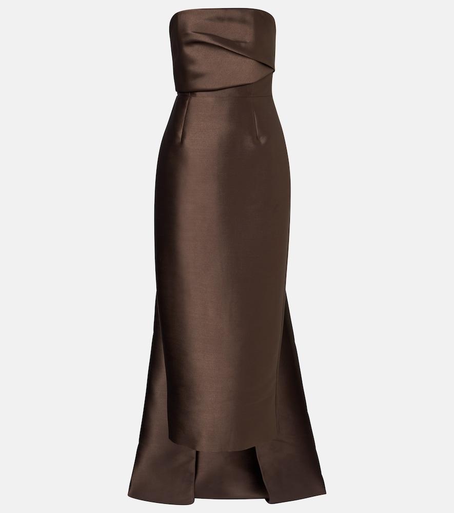 solace london kiki draped strapless satin cocktail dress