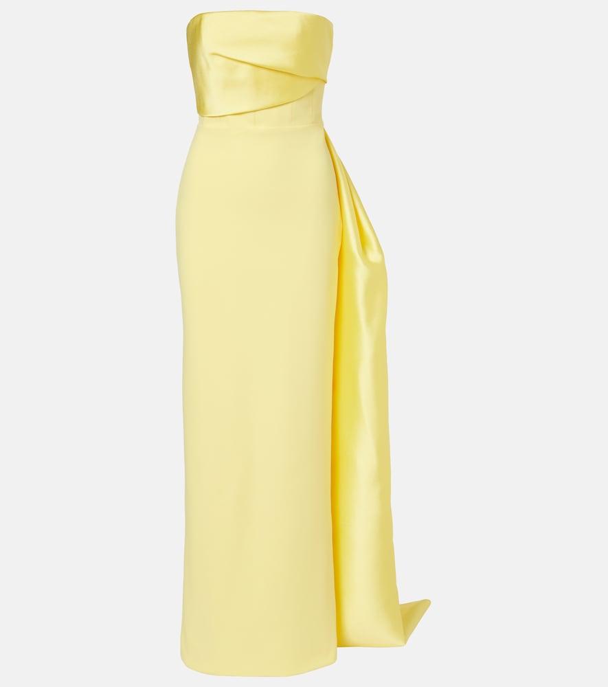 solace london kinsley draped strapless gown