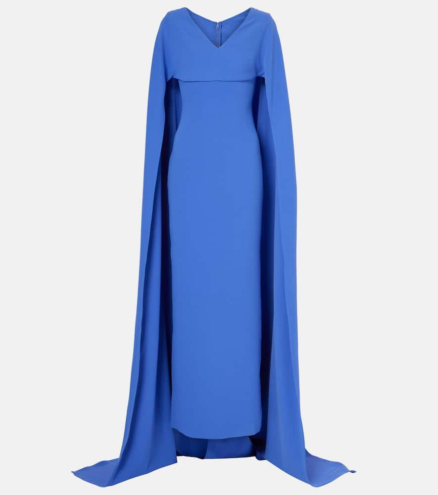 solace london morgan caped crêpe gown