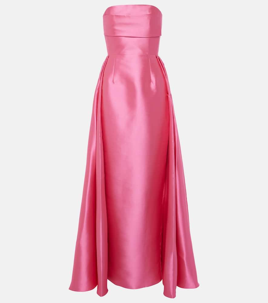 solace london strapless satin twill gown