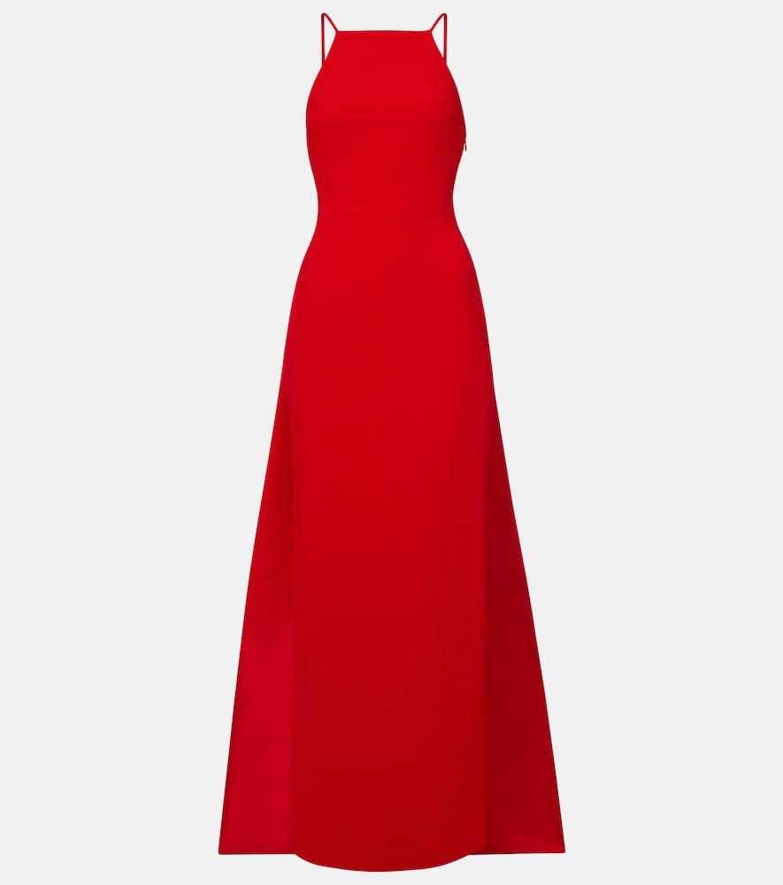 solace london ulla caped crêpe and satin gown