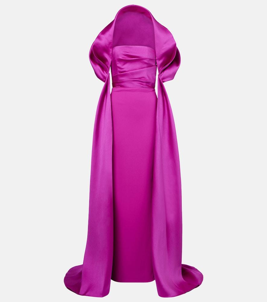 solace london vera caped satin gown
