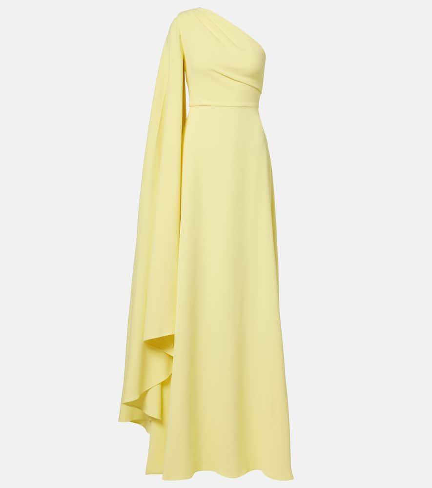 solace london yazmin asymmetric caped gown
