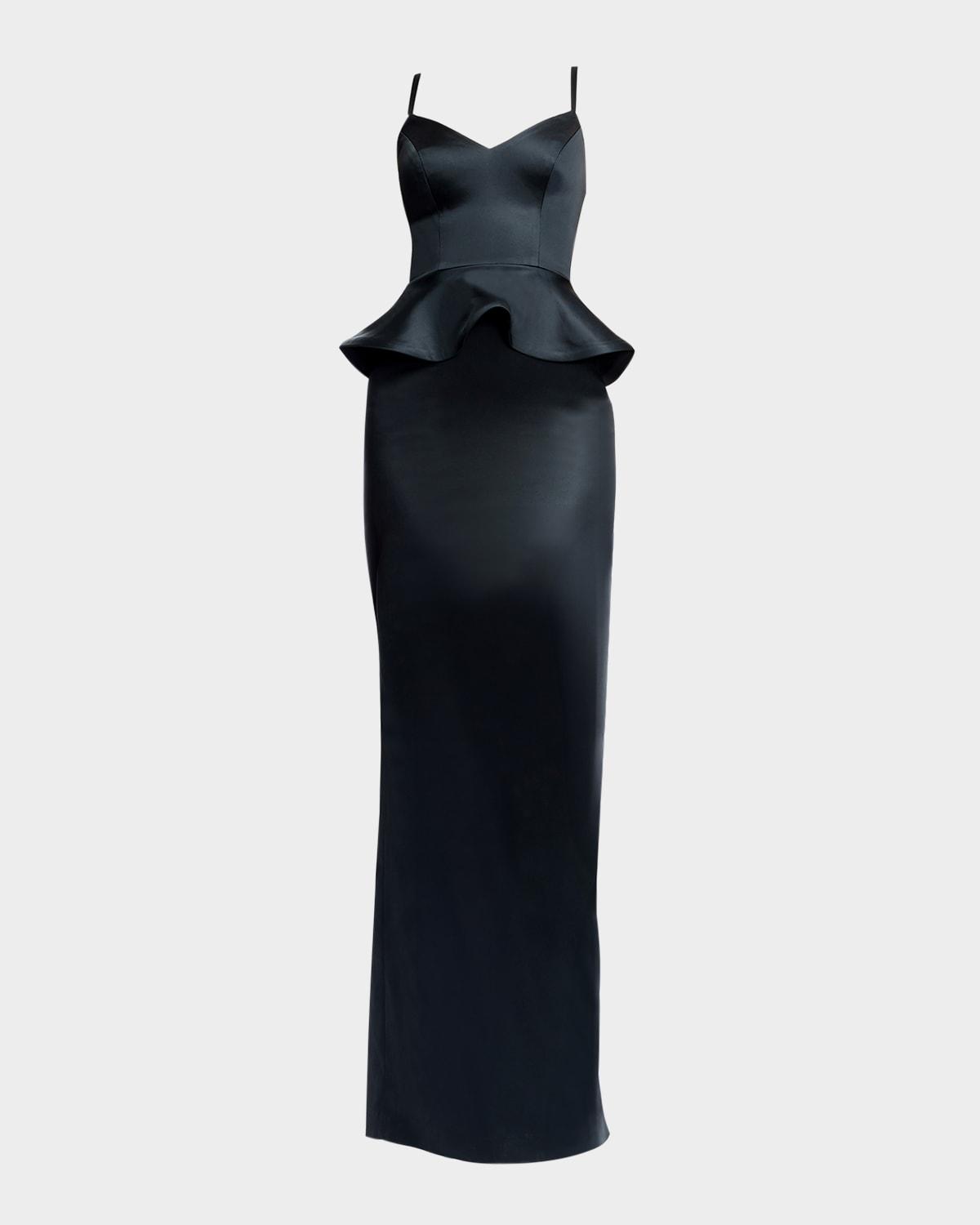 solana back-slit peplum column gown