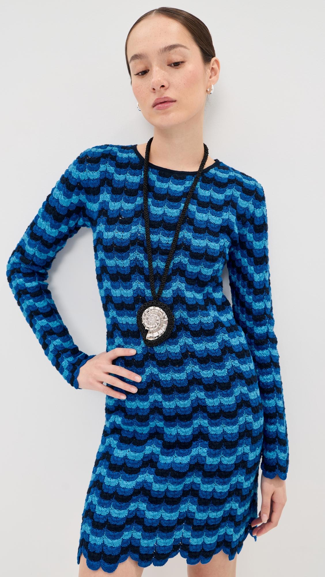 solana long sleeve crochet mini dress