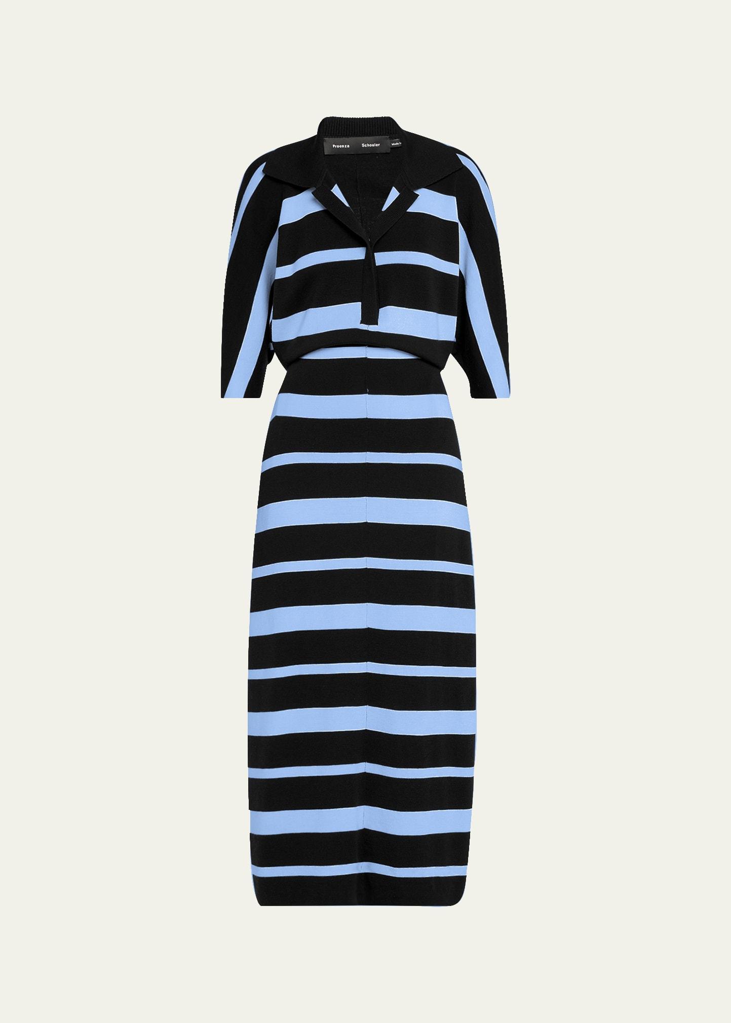 solana polo stripe superfine merino wool dress