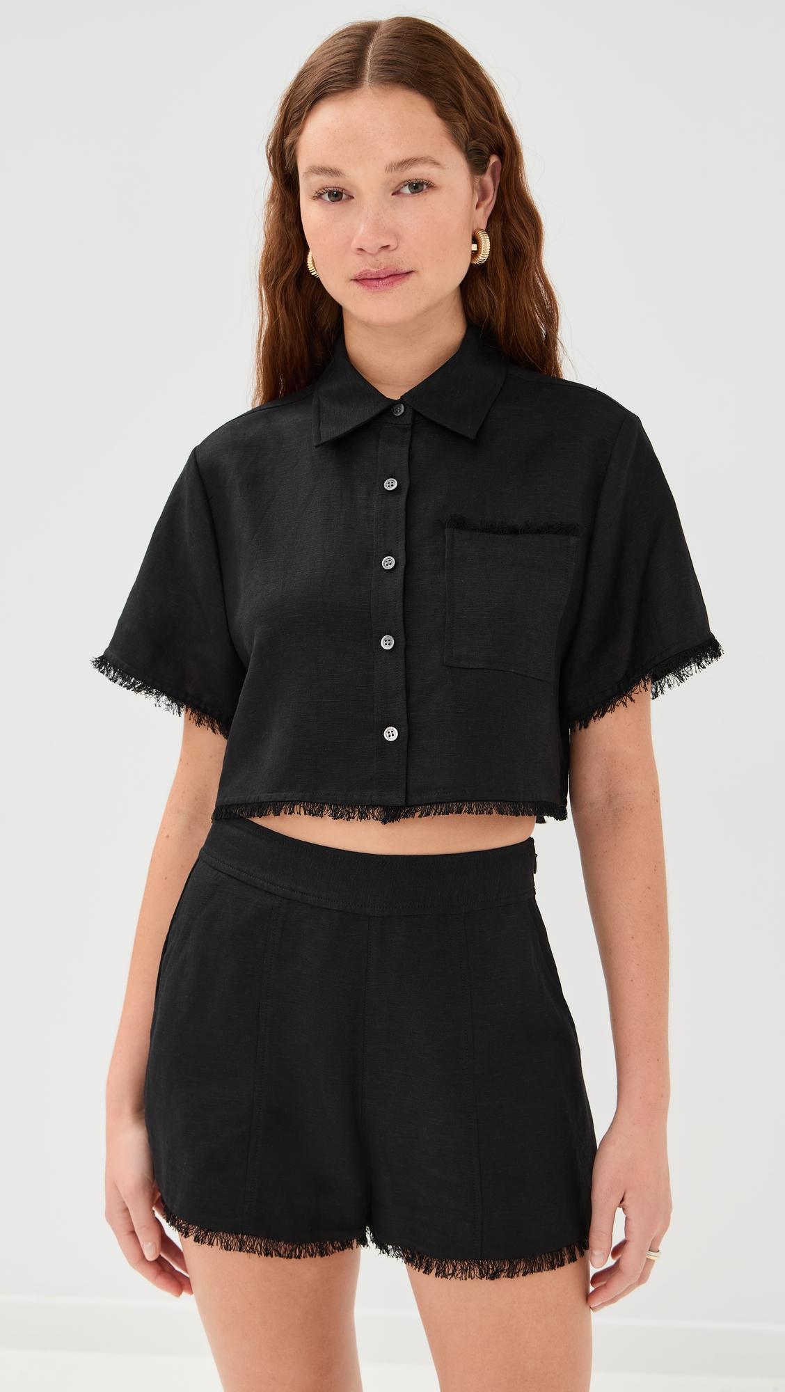 solange short sleeve cropped shirt