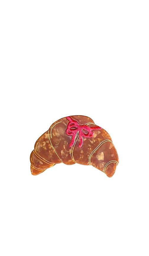 solar eclipse hand-painted bow croissant claw hair clip in brown.