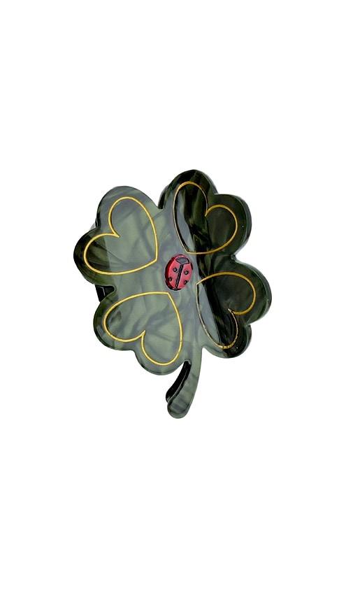 solar eclipse hand-painted clover claw hair clip in beauty: multi.