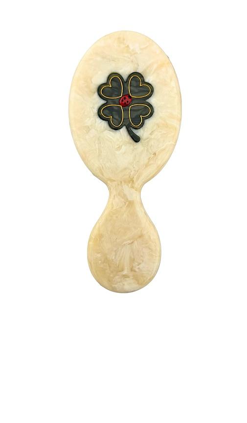 solar eclipse hand-painted clover handbag hero brush in ivory.