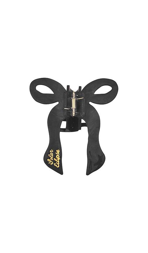 solar eclipse hand-painted coquette bow claw hair clip in black.