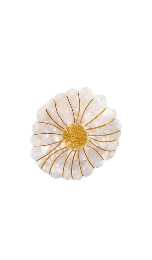 solar eclipse hand-painted daisy lay down claw hair clip in ivory.