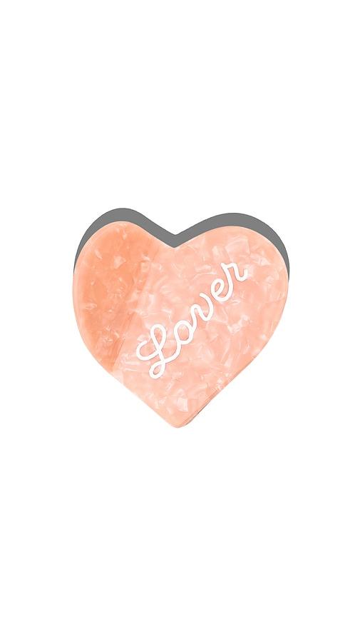 solar eclipse hand-painted lover heart claw hair clip in coral.