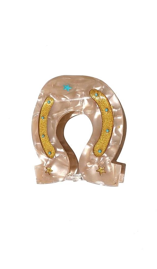 solar eclipse hand-painted lucky horseshoe hair clip in beauty: na.