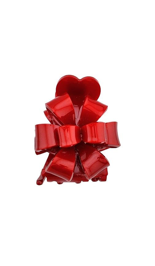 solar eclipse hand-painted origami gift bow claw hair clip in red.