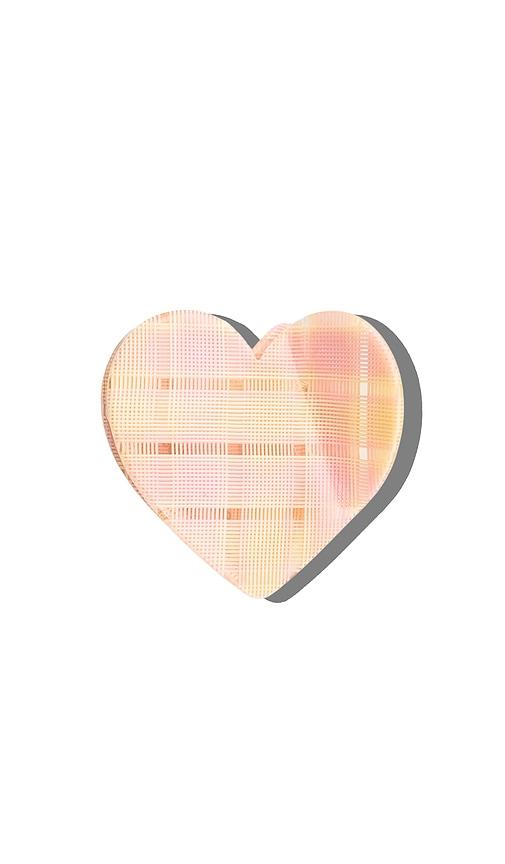 solar eclipse hand-painted pink plaid heart claw hair clip in coral.