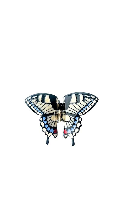 solar eclipse hand-painted swallowtail butterfly claw hair clip in blue.