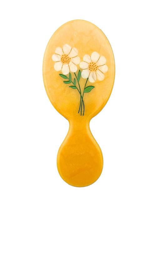 solar eclipse hand-painted vintage daisy handbag hero brush in yellow.