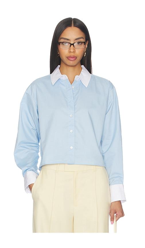 sold out nyc the cropped everything shirt in baby blue.