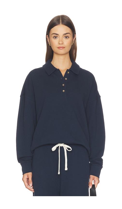 sold out nyc the french terry polo sweater in navy.