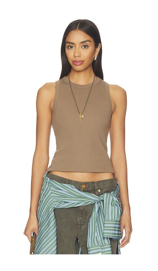 sold out nyc the not so basic tank in brown.