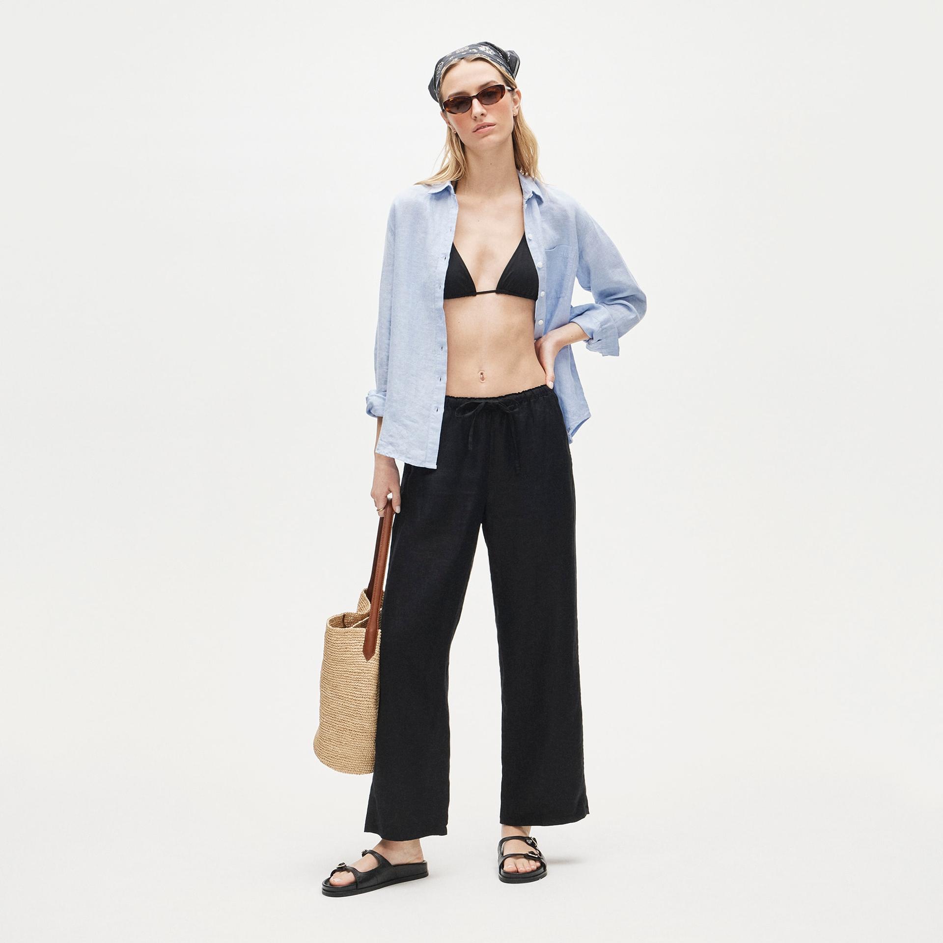 soleil pant in dot-print linen