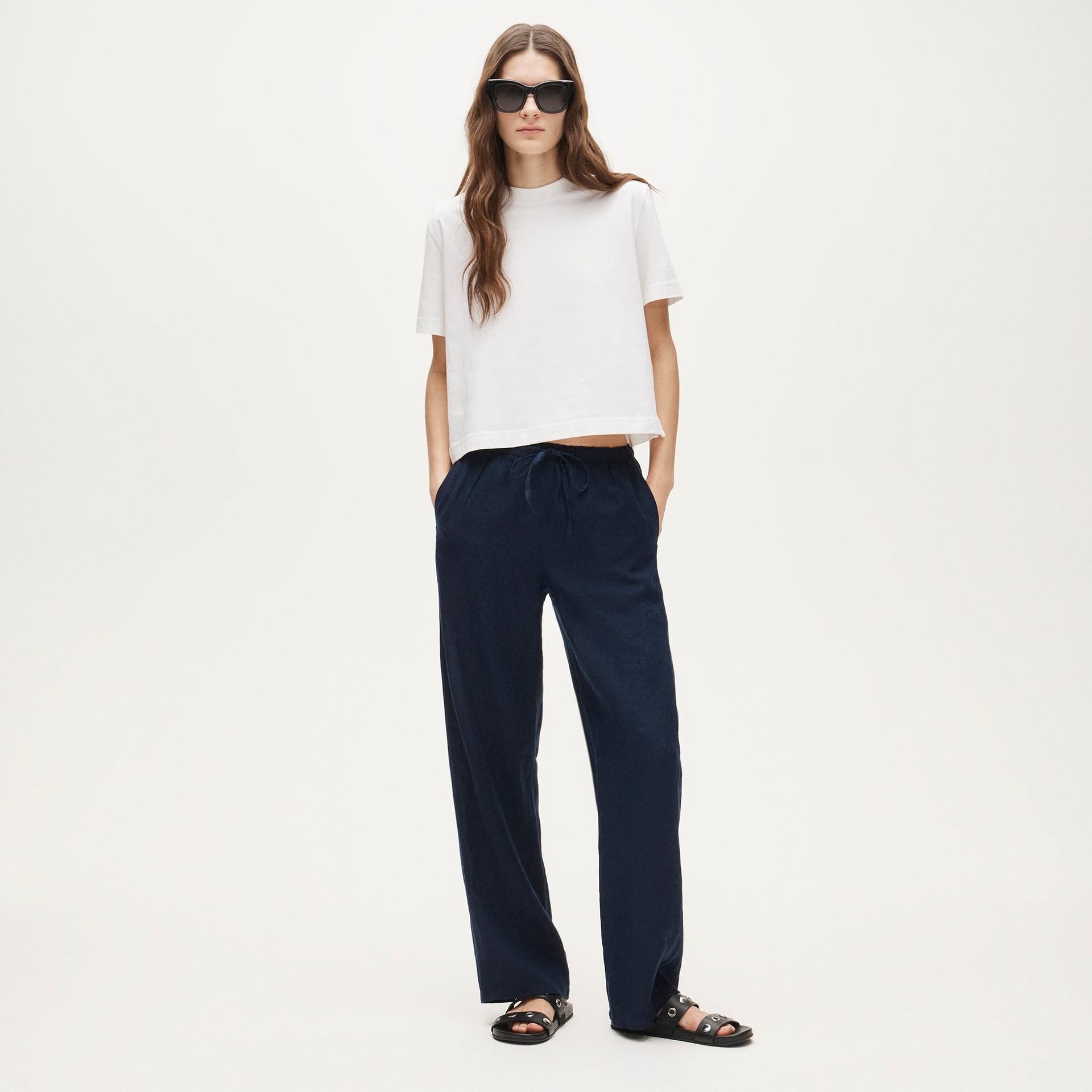 soleil pant in dot-print linen