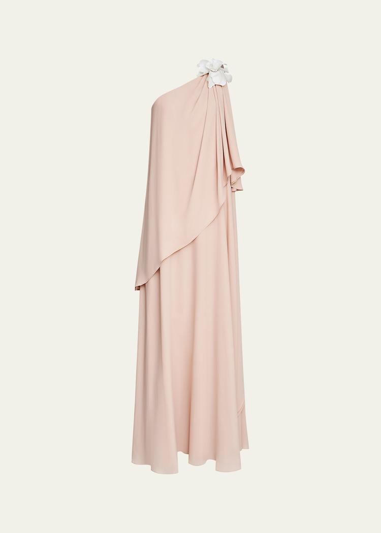 solena one-shoulder georgette gown