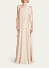 solena one-shoulder georgette gown