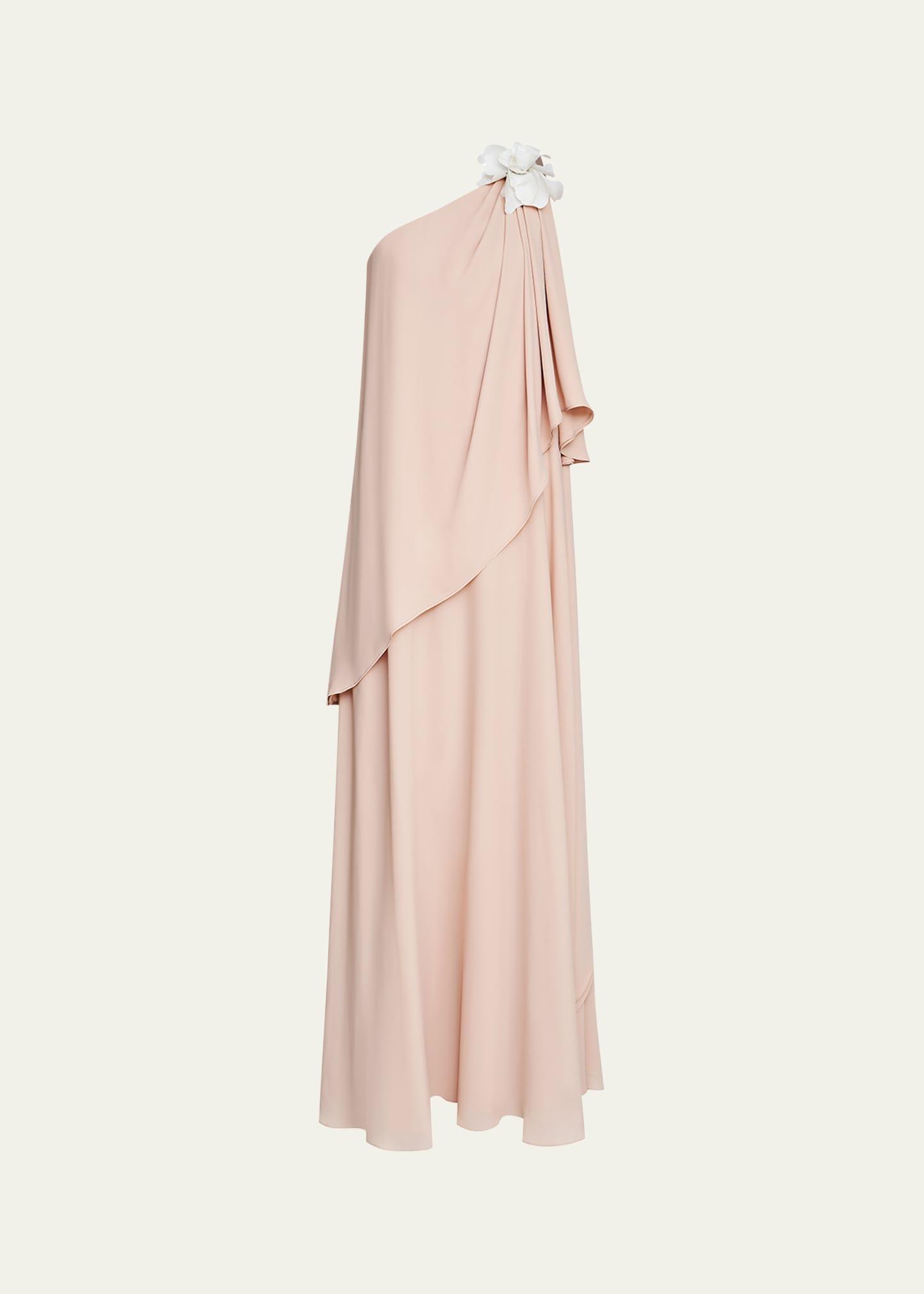 solena one-shoulder georgette gown