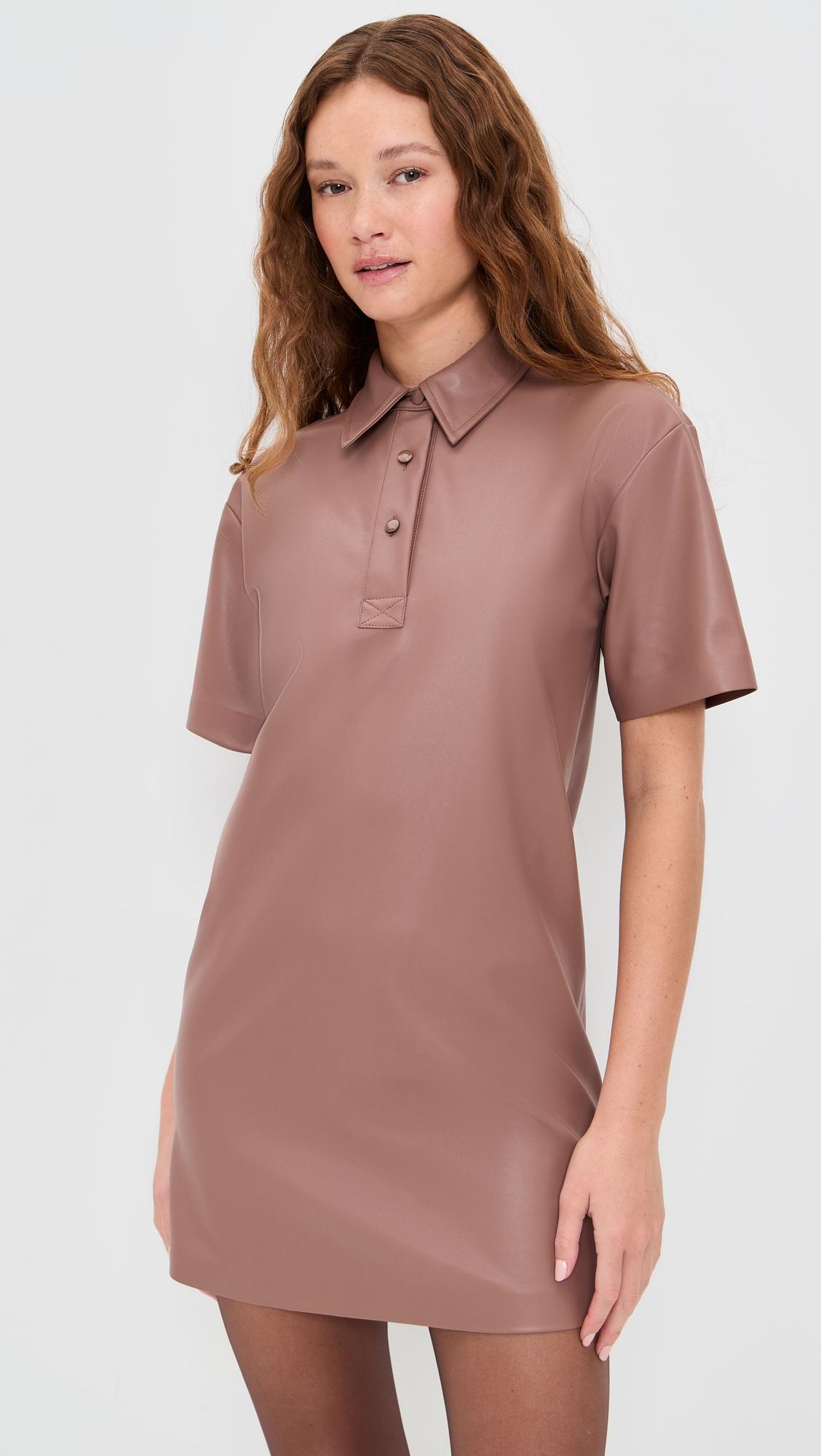 solene faux leather polo dress