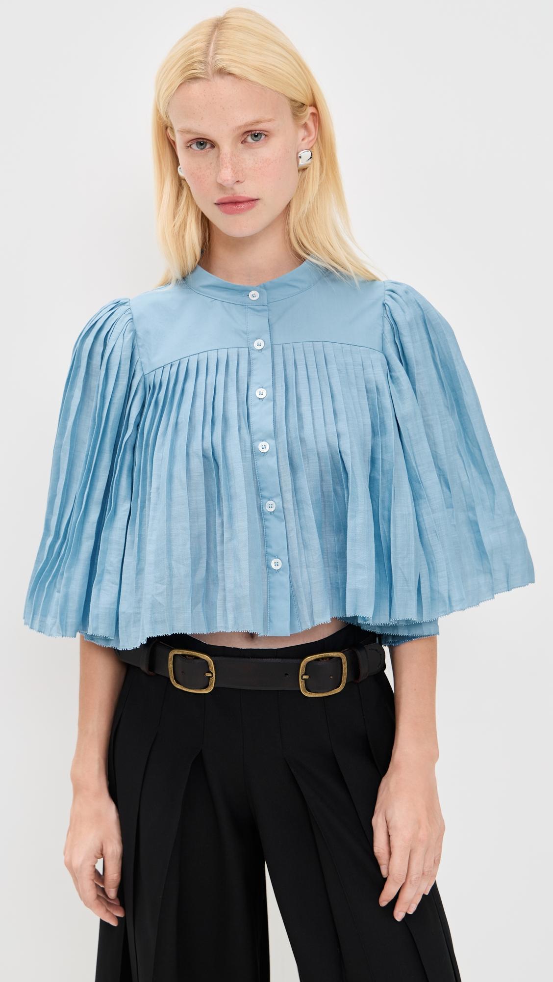 solene solid pleated top