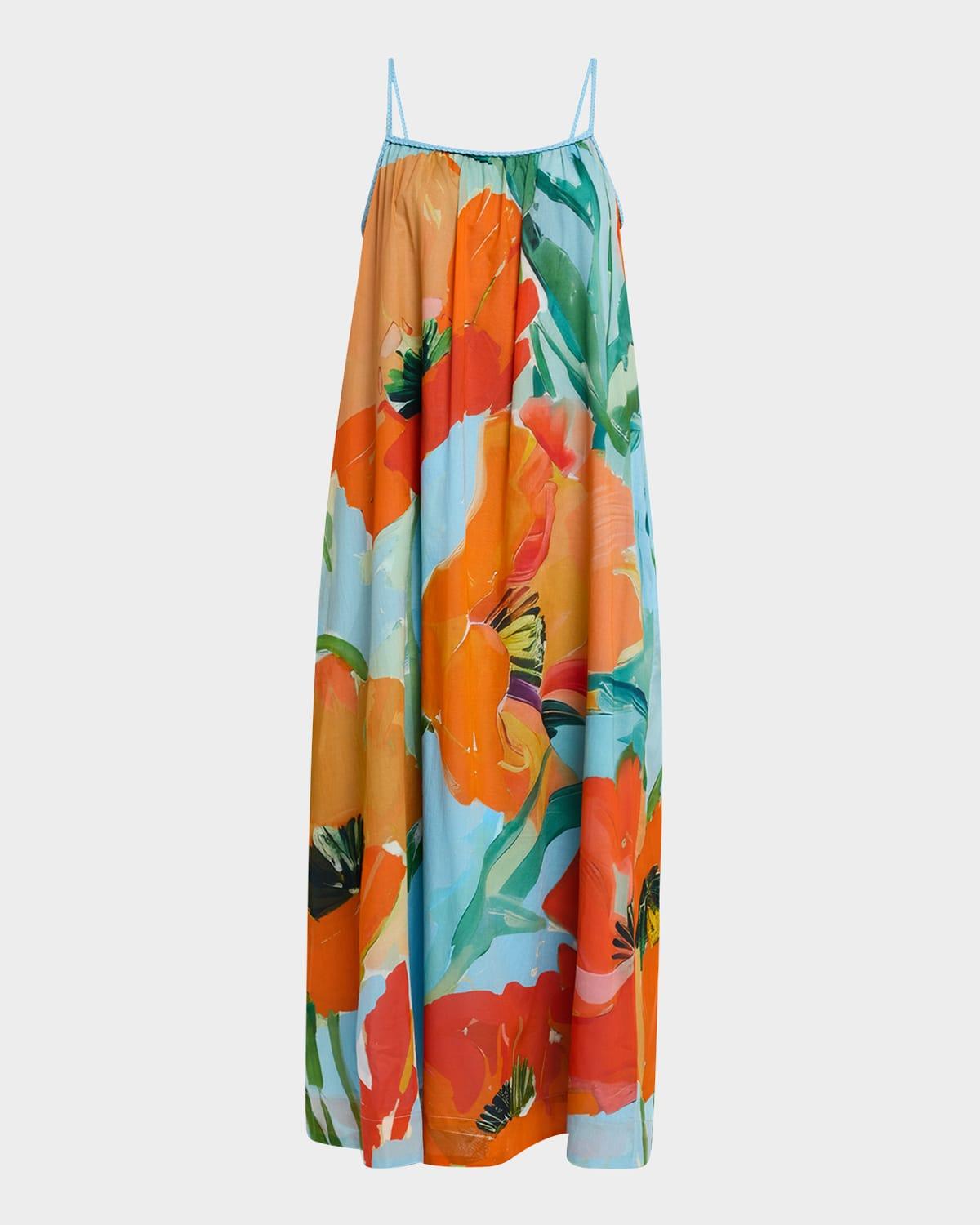 solenn sleeveless floral-print midi dress