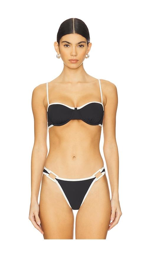 solid & striped jordana bikini top in black.
