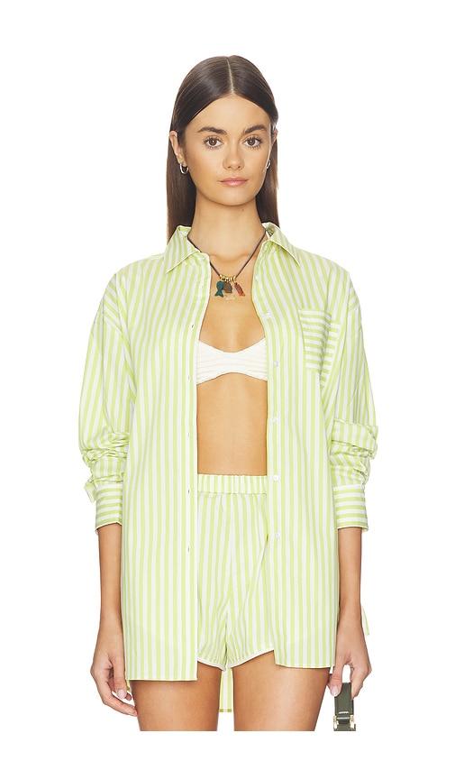 solid & striped the avril button down top in green.