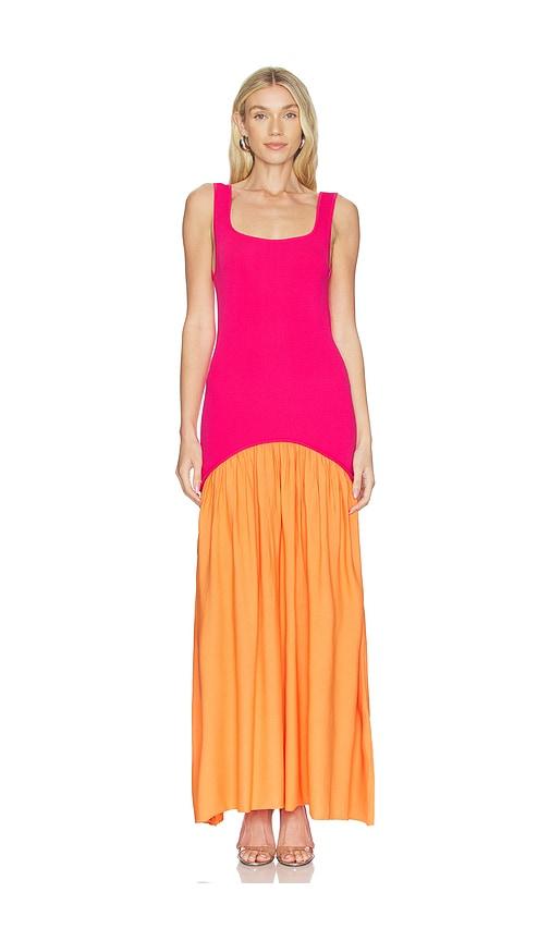solid & striped the camila dress in fuchsia,orange.