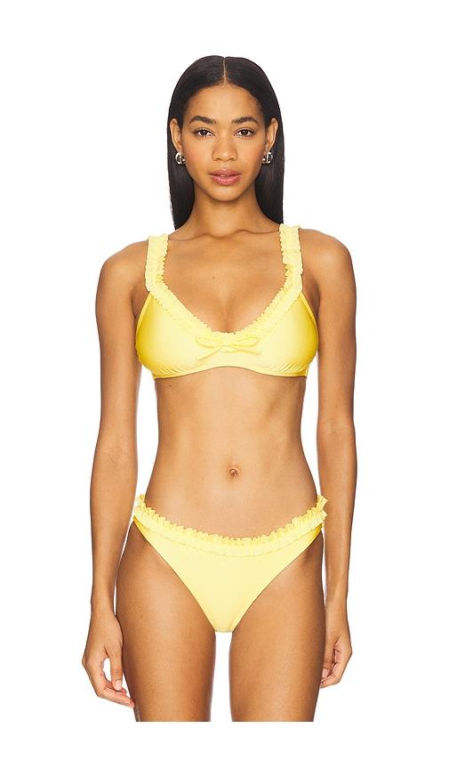 solid & striped the cassidy bikini top in yellow.