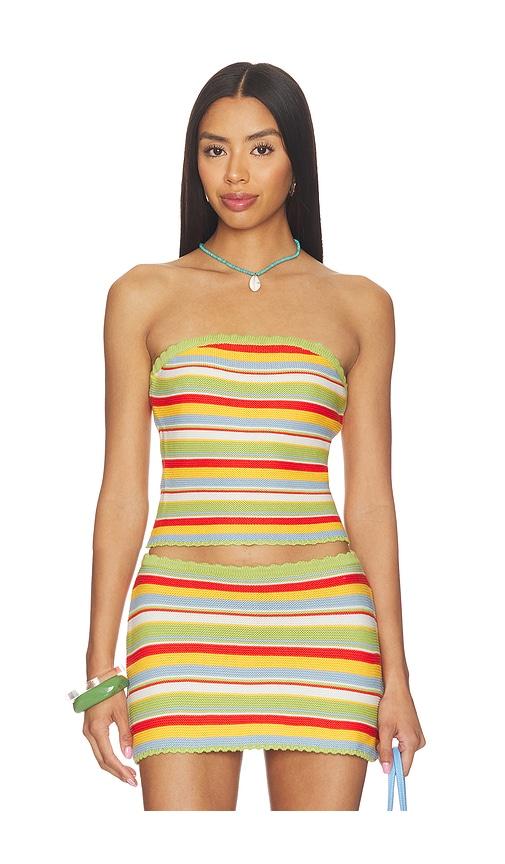 solid & striped the celeste tube top in green,red.