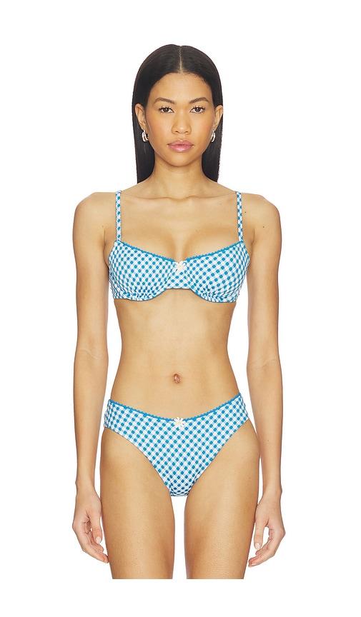 solid & striped the daphne underwire bikini top in blue.
