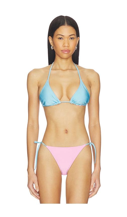 solid & striped the ines reversible triangle bikini top in baby blue,pink.