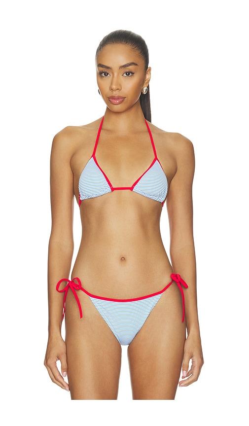 solid & striped the iris bikini top in blue.