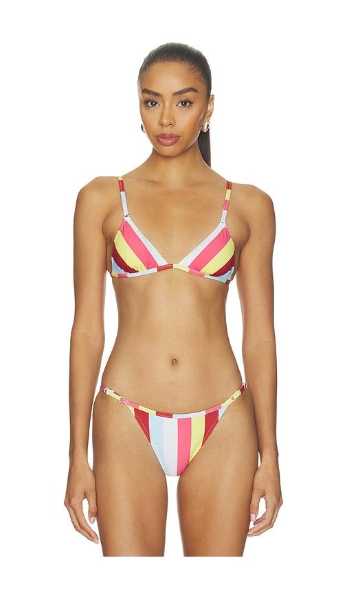 solid & striped the lulu bikini top in pink.