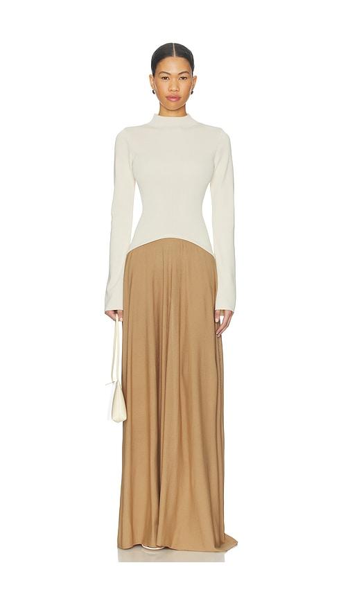 solid & striped the soglio dress in brown,beige.